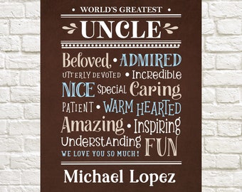 Gift for Uncle, World's Greatest Uncle, Christmas Gift for Uncle, Personalized Gift for Uncle, Wall Decor, Personalized Gift, Uncle