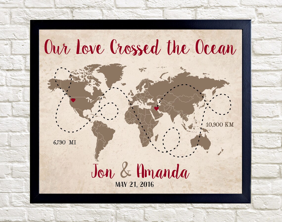 Long Distance Relationship Map World Map Deployment Gift - Etsy