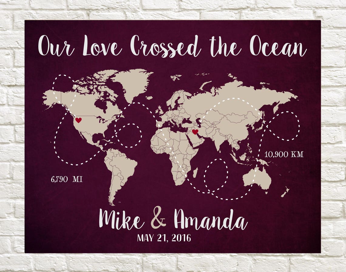 Long Distance Relationship Map World Map Deployment Gift - Etsy