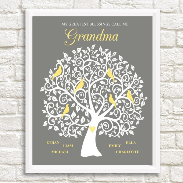 Grandma Family Tree, Personalized Grandma Gift, Christmas Gift Grandma, Custom Family Tree for Grandma, Gift for Grandma, Grandkids