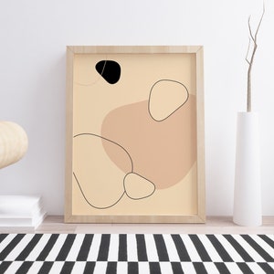 Boho digital art. Earth tones, abstract and organic shapes.