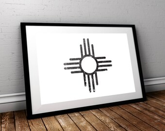 Novo México, Design Asteca, Arte do Sudoeste, Imprimíveis, Impressão, Preto e Branco