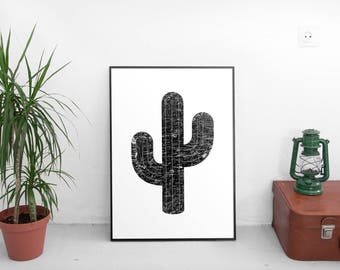 cacto, cactos, oeste, deserto, sobremesa, arte de cacto, arte em preto e branco, arte, arte de parede, impressão, impressão de parede