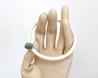 Upcycled Knitting Needle Bangle, Vintage Cream Plastic Bracelet