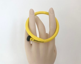 Yellow Knitting Needle Bangle, Vintage Wimberdar Gauge 3, Gift For Knitter, Knitwear Accessory, Fun Quirky Colourful Statement Jewellery