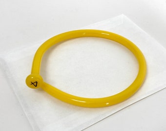 Vintage Yellow Knitting Needle Bangle, Upcycled Plastic Bracelet