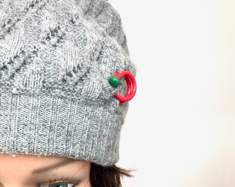 Unusual Hat Pin Brooch For Knitter, Knitting Needle Ring Pin, Knitwear Brooch, Woolly Hat Pin, Knitted Headband Brooch Pin, Hand Knit Pin