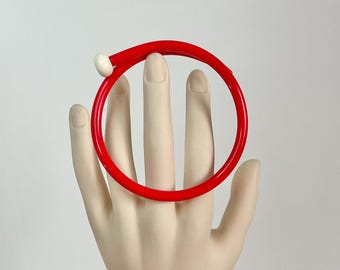 Vintage Red Knitting Needle Bangle, Recycled Plastic Jewelry