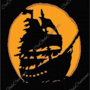 Barco Pirata Fantasma Graphgan 250x333***SOLO PATRÓN***Archivo PDF***Crochet tunecino