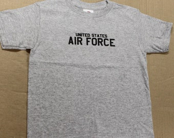 Kids Air Force Screen Print Gray T Shirt, Toddler 2T, 3T, 4T, & 5/6