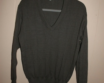 European Military Vintage V-Neck Men's Wool Sweater Officers Dress 48 Large Med