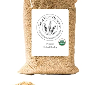 Good Word Organics Non-GMO Hulled Barley Certified Organic Bulk 5 lbs High in Fiber 100% Product of USA