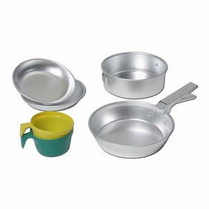 2 Person Camping Outdoor Cooking Cookware Aluminum Cook Set Mess Kit Cup Pan Pot