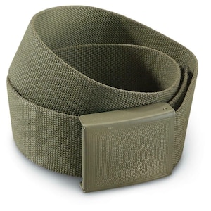 New German OD Combat Belt w/ Metal Brass Buckle 42&quot; L X 2&quot; W Adjustable Military