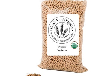 Good Word Organics Certified Organic Soybeans 5 lbs Whole Soy Beans Non-GMO Bulk Food Dry Legumes Beans Vegan 100% Product of USA