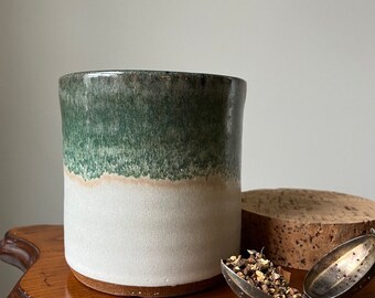 Cylindrical Drip-Edge Pottery Canister with Cork Stopper