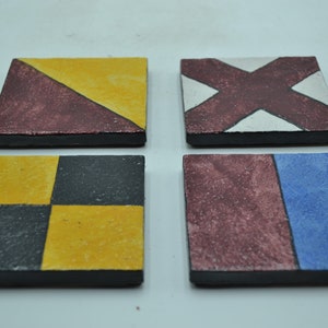 Nautical  Coasters With Ship Flags