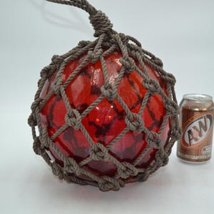 Vintage  Fishing Float In Red Amber Glass 10"