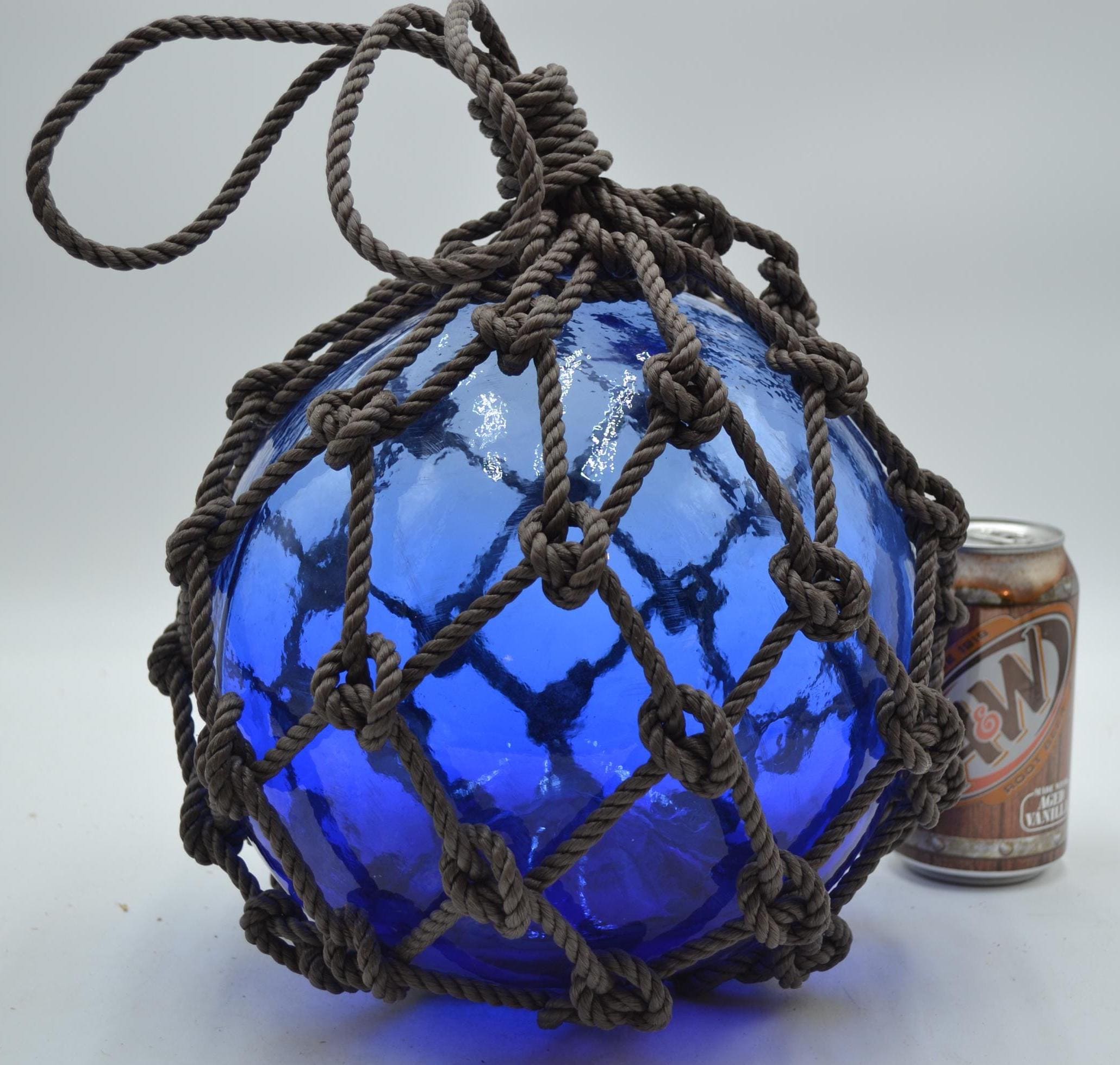Vintage  Glass Fishing Float In Cobalt Blue 10"