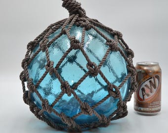 Glass Fishing Float In Aqua 10&quot;