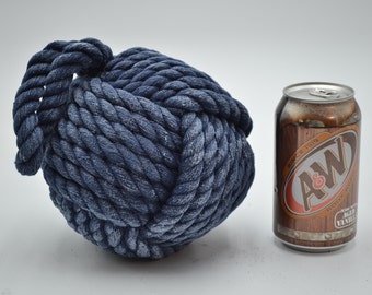 3.5 - 4 Monkey Fist Knot Ball w/ Hanger Loop - Handmade Jute Rope Sailor  Knot - Blue, Natural Tan, White, Gray - Nautical Decor For Bowls