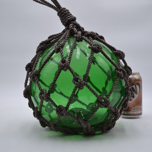 Vintage  Glass Fishing Float In Green 10&quot;