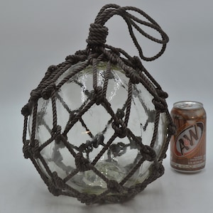 Vintage  Glass Fishing Float in Clear 10&quot;