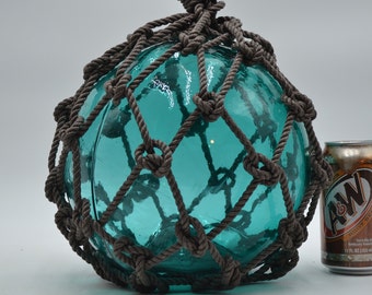 Vintage Glass Fishing Float In  Tourquise 10&quot;