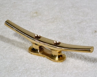 Polished Brass  Boat Cleat 6 Inch