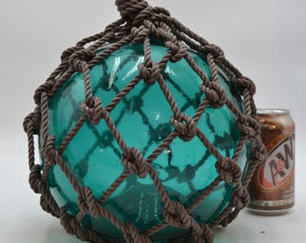 Vintage Glass Fishing Float In  Tourquise 10"