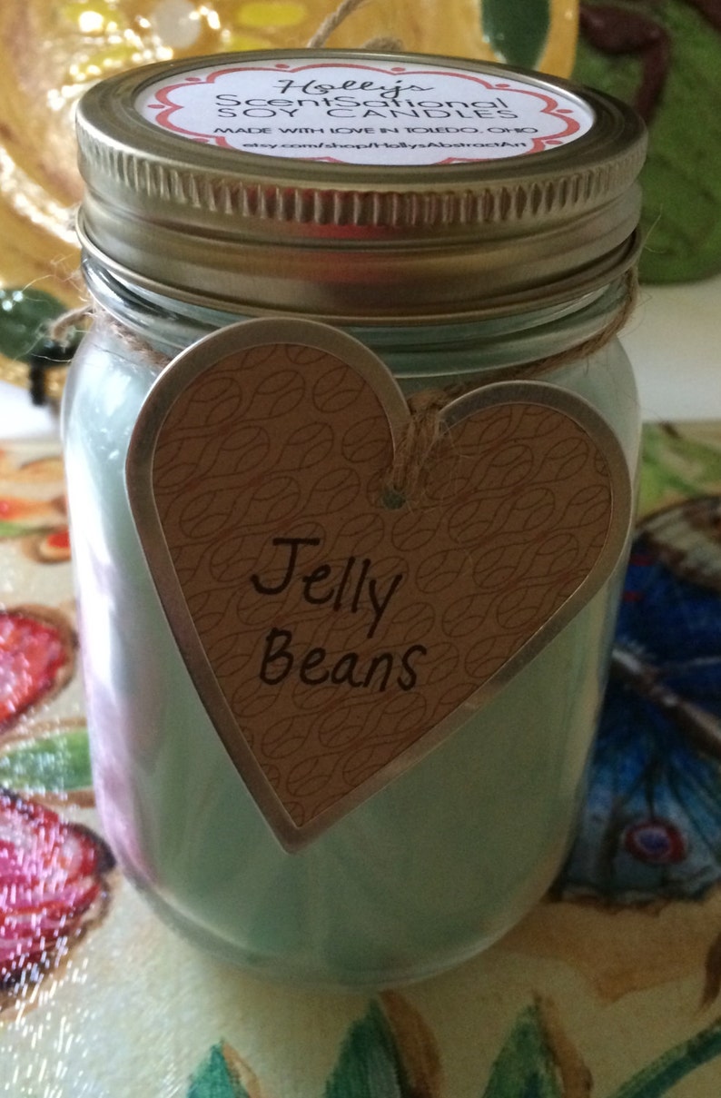 16 oz. Jelly Beans Scented Soy Candle in Mason Jar Etsy