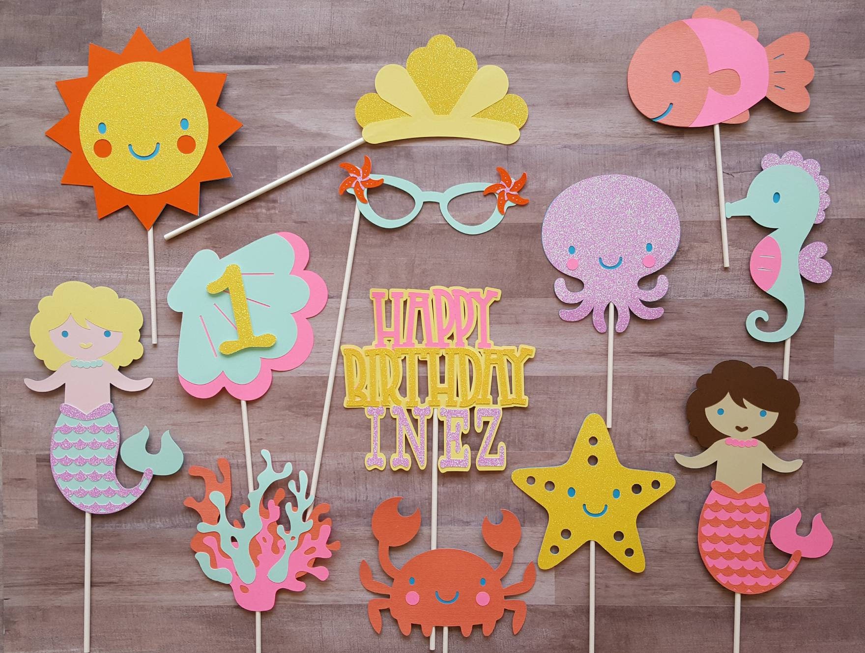 Personalized Mermaid Under the Sea Photo Booth Props Etsy