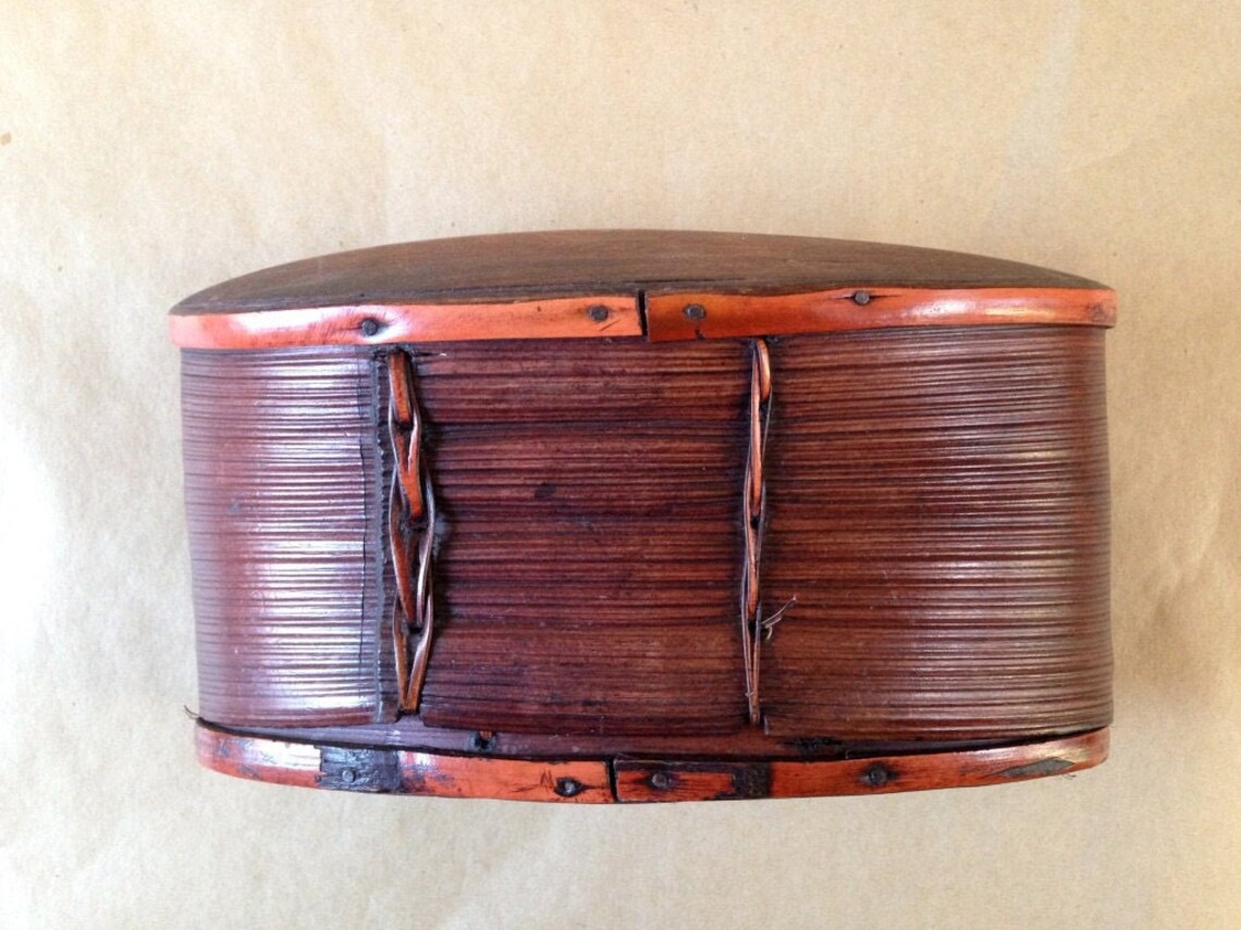 Vintage oval wood Box | Etsy