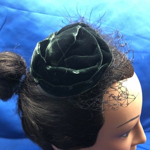 Antique Fascinator Velvet Hat Barrette Antique Hair Comb