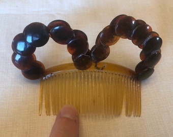 Unusual Vintage Top Comb With Buttons Celluloid Antique Haircomb