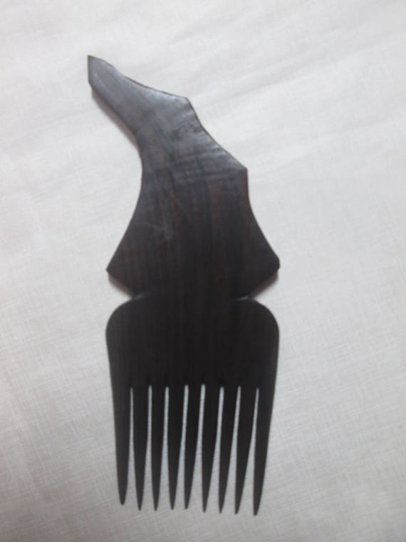 Antique Carved Wood Back Comb Vintage Haircomb 18… - image 5