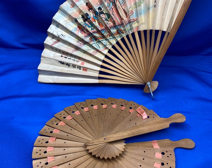 Vintage Hand Fan Set of Two Antique Fans Etsy