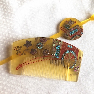Antique Japanese Kusi Comb and Matching Kanzashi Vintage Hairpin with Earspoon