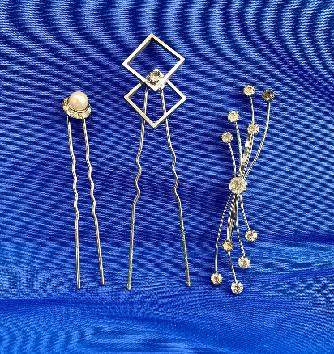 Antique Set of Three Fancy Hair Pins Antique Hair Ornaments Etsy