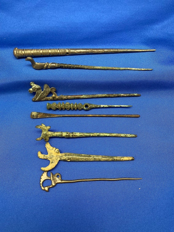 Ancient Luristan Silver and Bronze Hairpins Dating