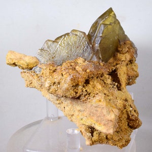 9.5cms GEMMY BARITE CRYSTALS Peru Golden Brown Shiny Translucent Mineral Specimen F268