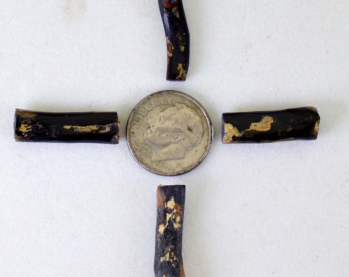 Lot 4 GOLDEN BLACK CORAL Polished Peru Natural Branch Sea Genuine for Pendant Beads Jewelry Cabochon VE16