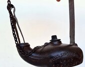 MINERS LAMP a c wells 15 england 1800th oil lantern single torch iron cast A253