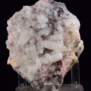 9.2cms RHODOCHROSITE ROSETTE PYRITE  Quartz Peru Pink Red Crystals Natural Mineral Specimen R546