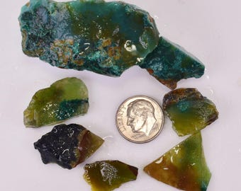 52Grams Lot GEM SILICA CHRYSOCOLLA Multicolor Chalcedony Emerald Jade Color Lily Mine Sb207