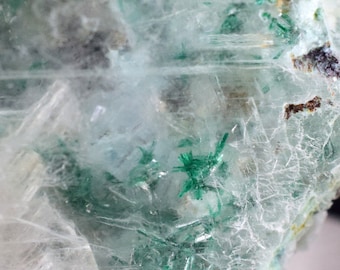 4.2cms ATACAMITE INSIDE SELENITE Crystals  Peru Chrysocolla Calcite Gypsum Premium Mineral Specimen A555