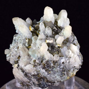 6.6cms QUARTZ PYRITE HUARON  Peru Tetrahedrite Sphalerite Crystals Old Stock Collector  Mineral Specimen Q281
