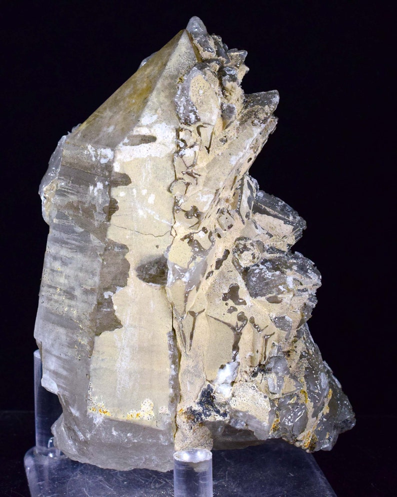 9.5cm QUARTZ CRYSTAL CALCITE Dogtooth Peru Shiny Bright Rare Mineral Specimen Collector QE245