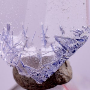 3Carats BLUE DUMORTIERITE in QUARTZ  Gem Polished Acicular Pendant Cabochon Mineral Specimen U563