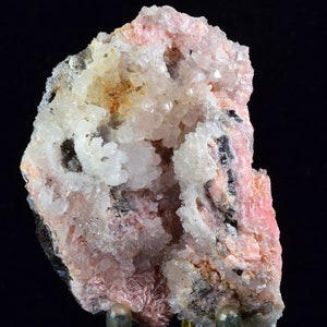 6.6cms RHODOCHROSITE ROSETTE QUARTZ  Peru Pink Crystals Needles Collector Mineral Specimen R531